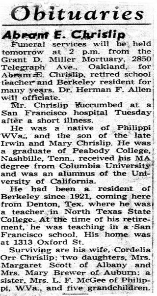 Abram E. Chrislip Obituary