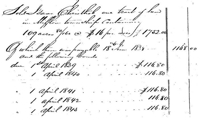 Charles Christlieb's Estate: Isaac's Second Purchase of land.
