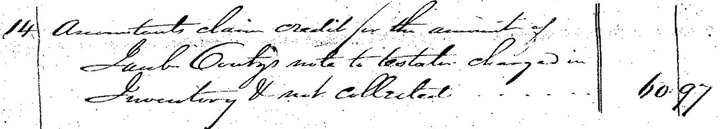 Charles Christlieb's Estate - Note to Jacob Coutz
