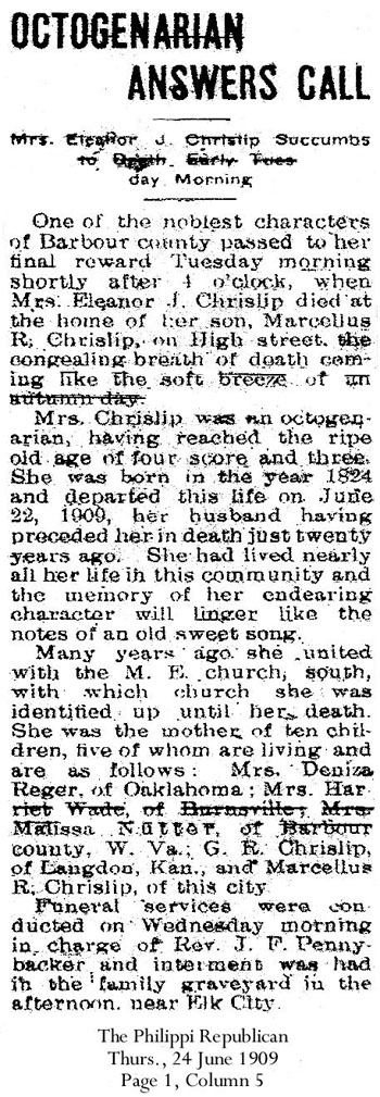 Eleanor J. Chrislip Obit
