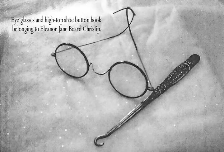 Eleanor Jane Chrislip's Eyeglasses and high-top shle button hook