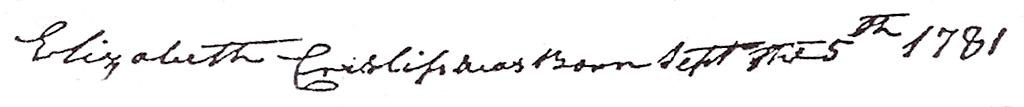 Elizabeth Crislip birth entry