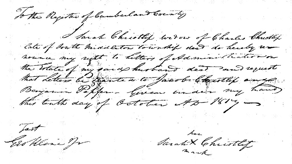 Estate Record for Charles Christlieb, Son of Carl Christlieb