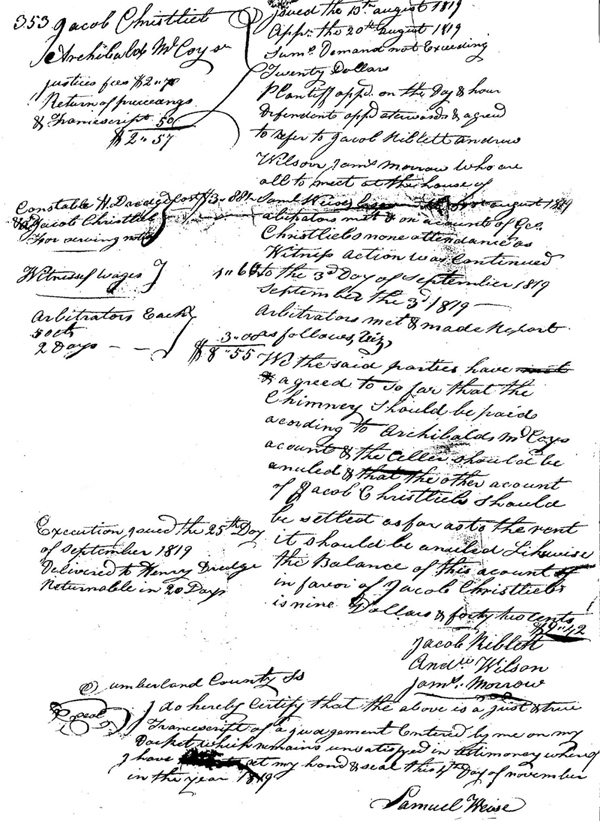 Jacob Christlieb's Court Case - 1819