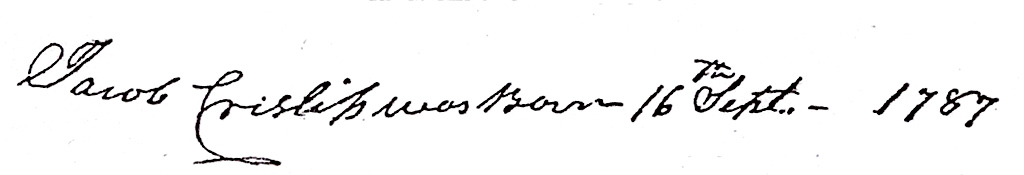 Jacob Crislip's birth record