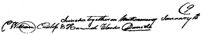 William Chrislip & Hannah Ward marriage entry.