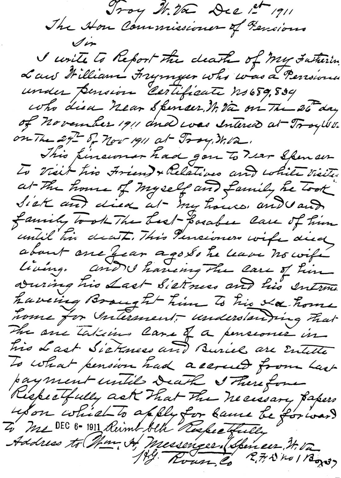 Wm Messenger's Application for Compensation